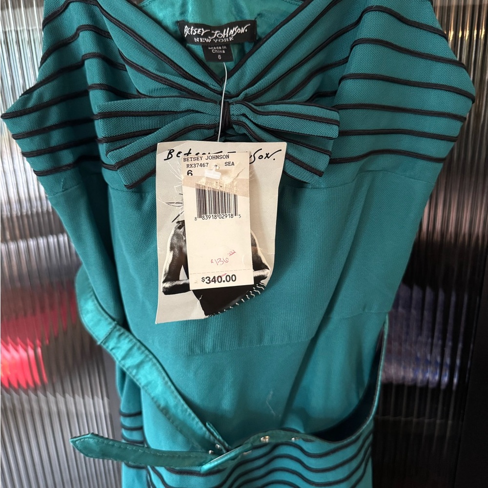 Betsey Johnson Aqua and Black Striped Dress